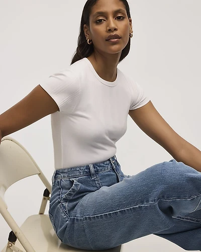 Fitted Crew-Neck Ribbed T-Shirt