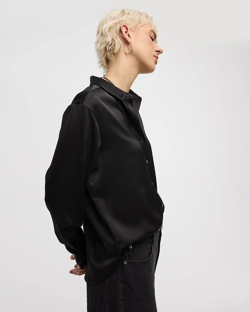Satin Long-Sleeve Shirt
