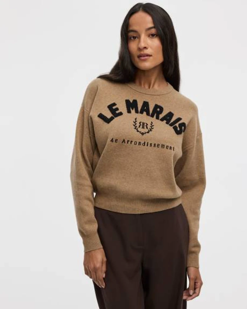 Pull à col rond manches longues avec broderie