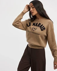 Pull à col rond manches longues avec broderie