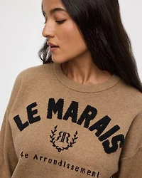 Pull à col rond manches longues avec broderie
