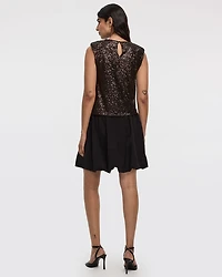Extended-Sleeve Crew-Neck Sequins Top