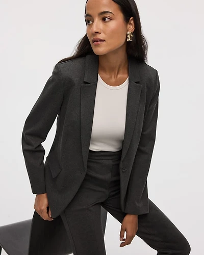 Fitted One-Button Knit Blazer