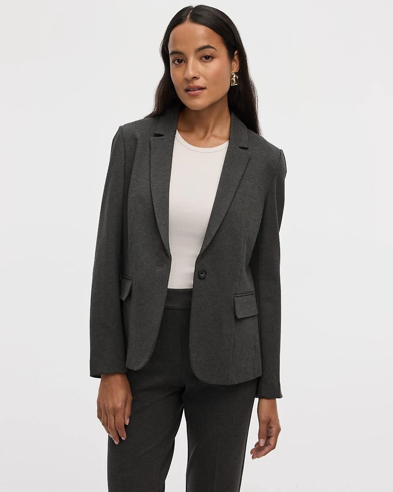 Fitted One-Button Knit Blazer