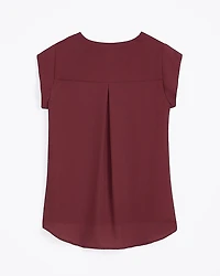 Cap Sleeve Split Neck Blouse