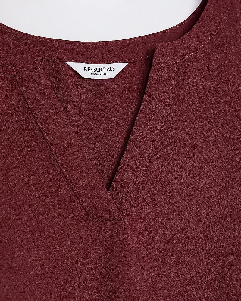 Cap Sleeve Split Neck Blouse