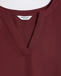 Cap Sleeve Split Neck Blouse