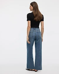 Jean à jambe large et taille mi-haute