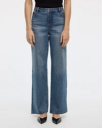 Jean à jambe large et taille mi-haute