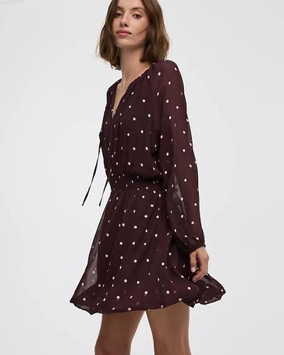 Long-Puffy-Sleeve Bubble Mini Dress with V Neckline