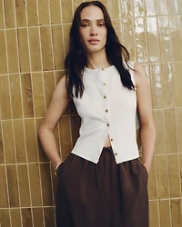 Buttoned-Down Crew-Neck Tank