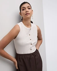 Buttoned-Down Crew-Neck Tank