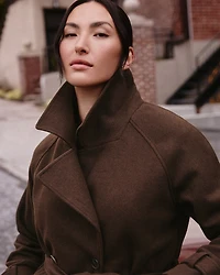 Manteau trench en fausse laine