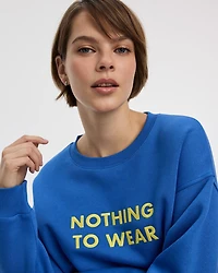 Long-Sleeve Crew-Neck Fleece Sweatshirt with Quotes