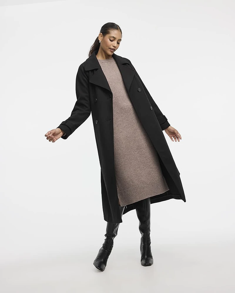 Manteau trench en fausse laine