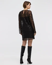 Robe mini en mesh à manches longues