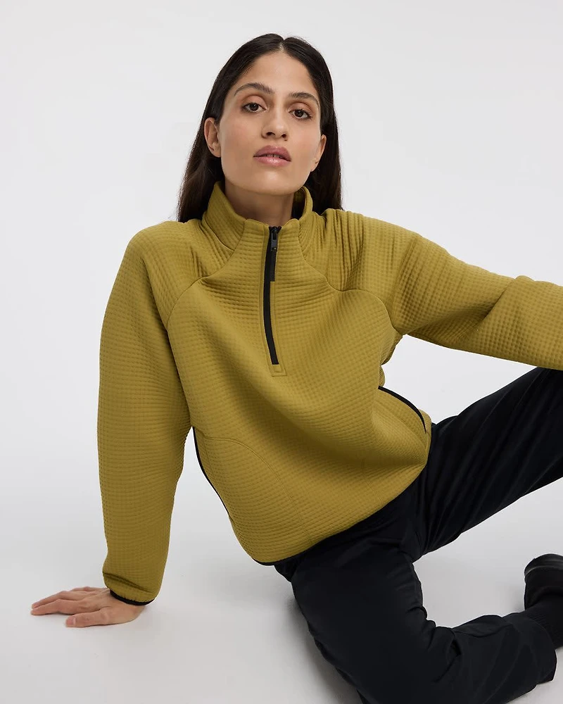 Long-Sleeve Half-Zip Mock-Neck Pullover