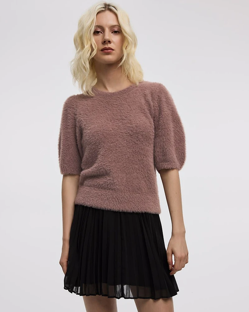 Mini-jupe plissée en mousseline