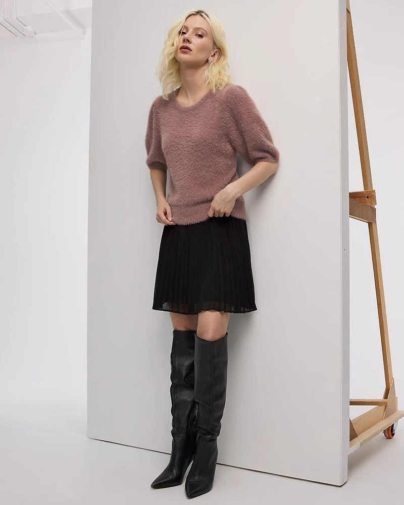 Mini-jupe plissée en mousseline