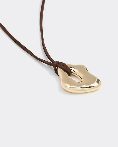 Metal Pendant on Short Cord Necklace