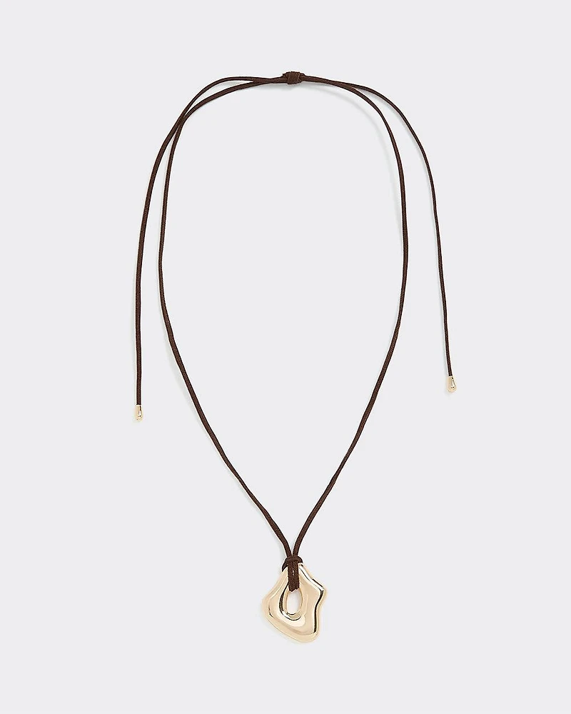 Metal Pendant on Short Cord Necklace