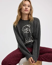 Long-Sleeve Crew-Neck Pyjama Pullover with Dog