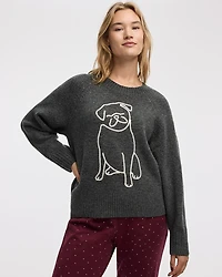 Long-Sleeve Crew-Neck Pyjama Pullover with Dog