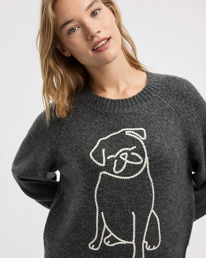 Long-Sleeve Crew-Neck Pyjama Pullover with Dog