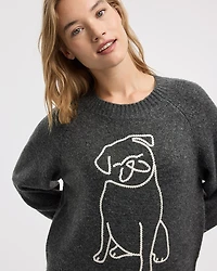 Long-Sleeve Crew-Neck Pyjama Pullover with Dog