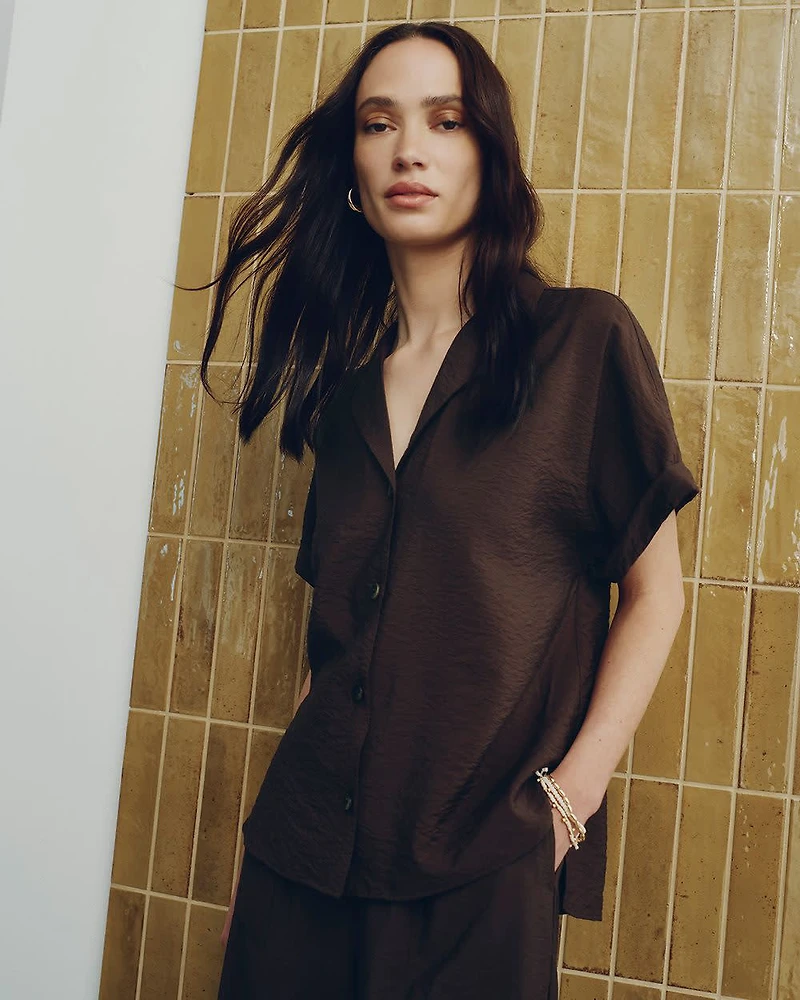 Short-Sleeve Shirt with Notch Collar