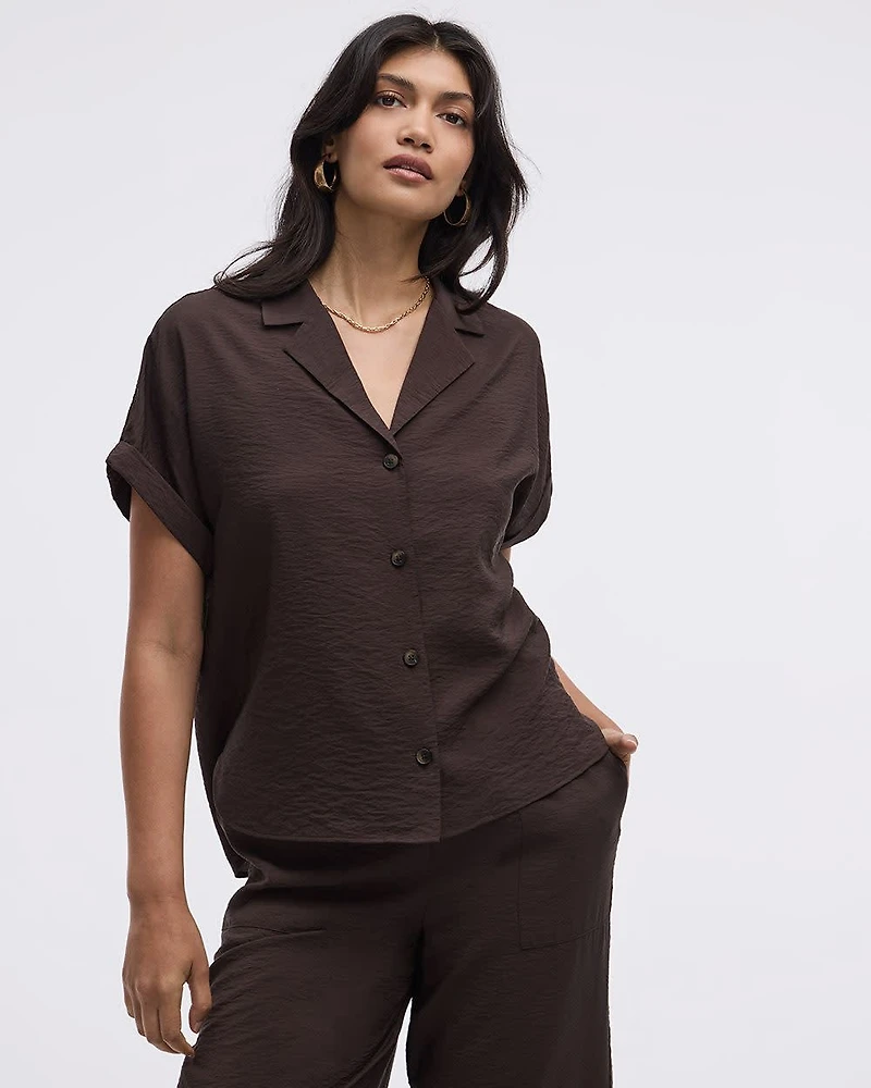 Short-Sleeve Shirt with Notch Collar