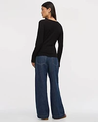 Long-Sleeve V-Neck Ribbed T-Shirt