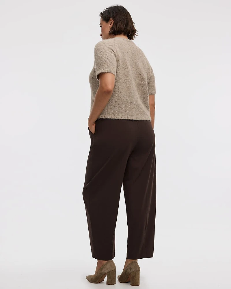 Elbow-Sleeve Crew-Neck Loose Sweater