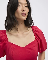 Short-Puffy-Sleeve Bustier Dress with Sweetheart Neckline