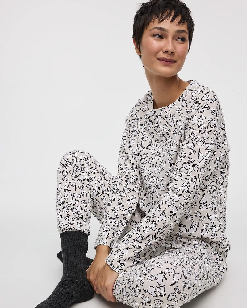 Long-Sleeve Top and Jogger Snoopy Cotton Pyjama Set