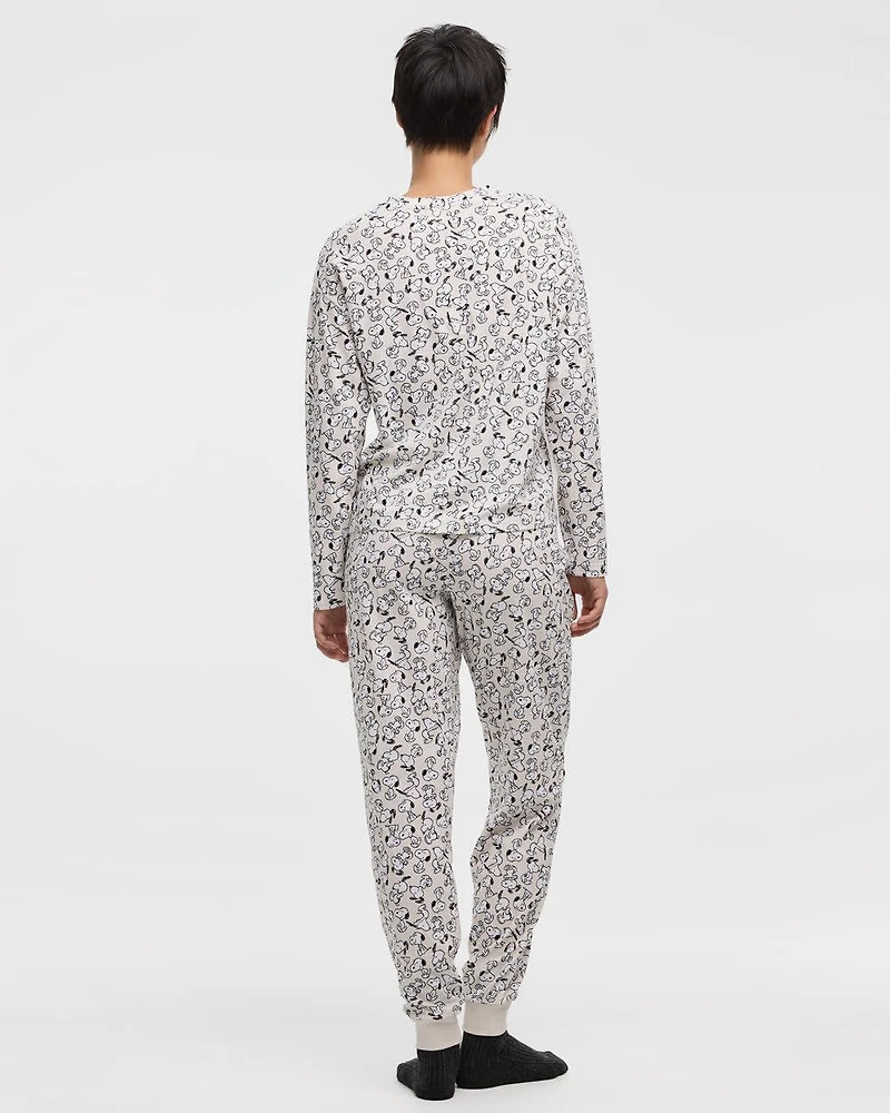 Long-Sleeve Top and Jogger Snoopy Cotton Pyjama Set