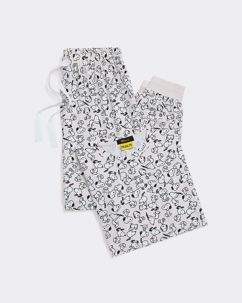 Ensemble pyjama Snoopy en coton à manches longues et jogger