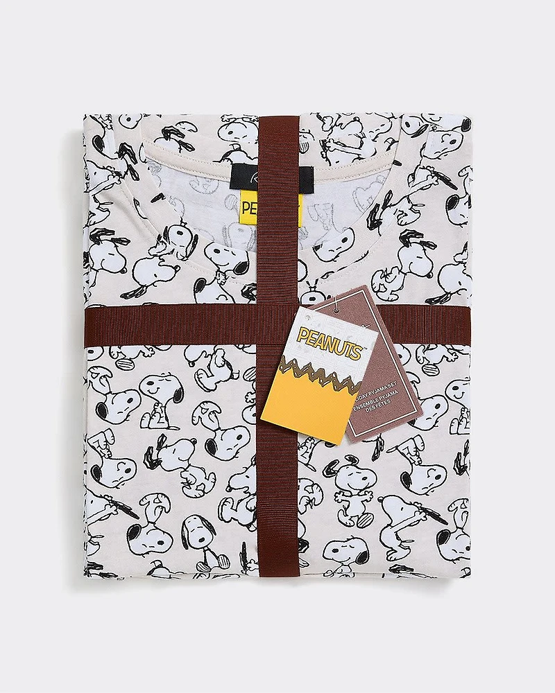Ensemble pyjama Snoopy en coton à manches longues et jogger