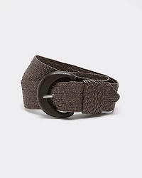 Elastic Straw Belt with Wooden Buckle