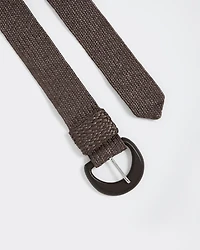 Elastic Straw Belt with Wooden Buckle