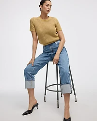 Straight-Leg High-Rise Cropped Jean with Rolled Cuffs