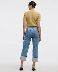 Straight-Leg High-Rise Cropped Jean with Rolled Cuffs