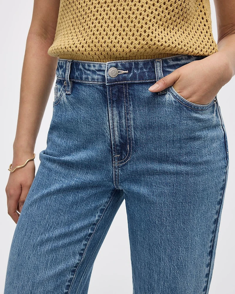 Straight-Leg High-Rise Cropped Jean with Rolled Cuffs