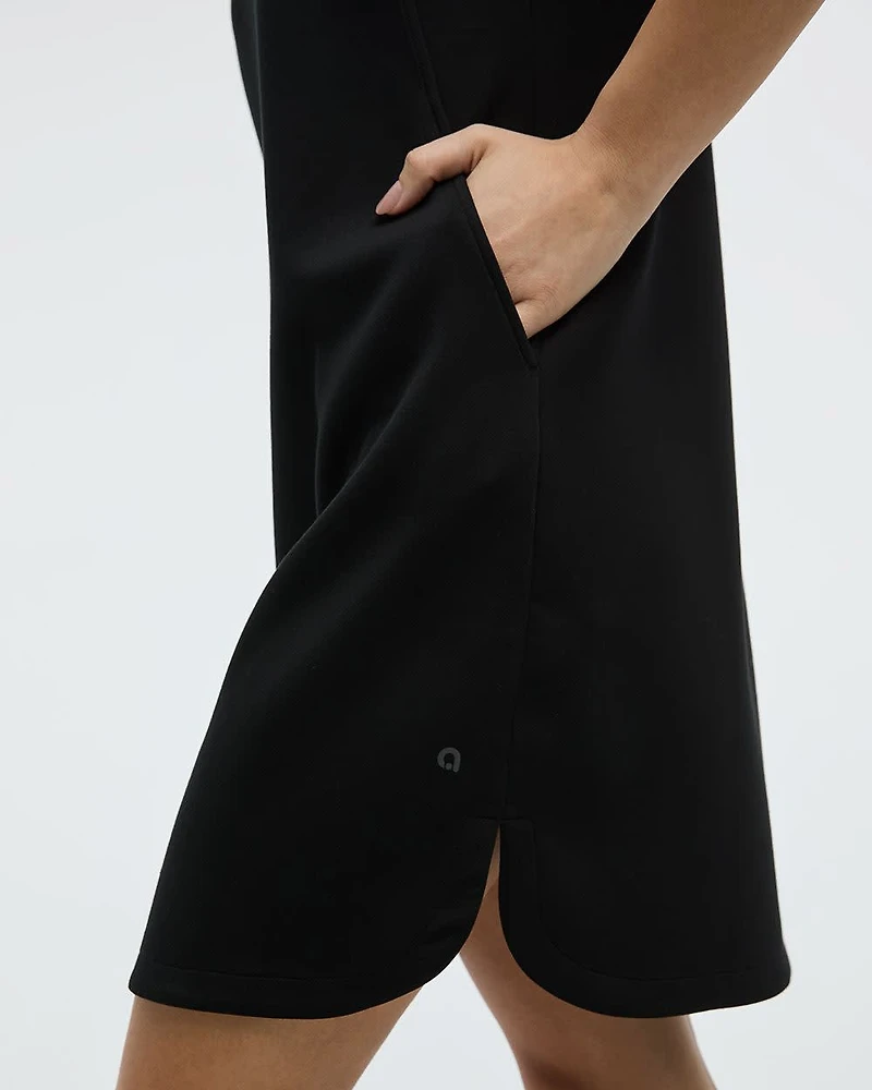 Extended-Sleeve Crew-Neck Dress with Pockets