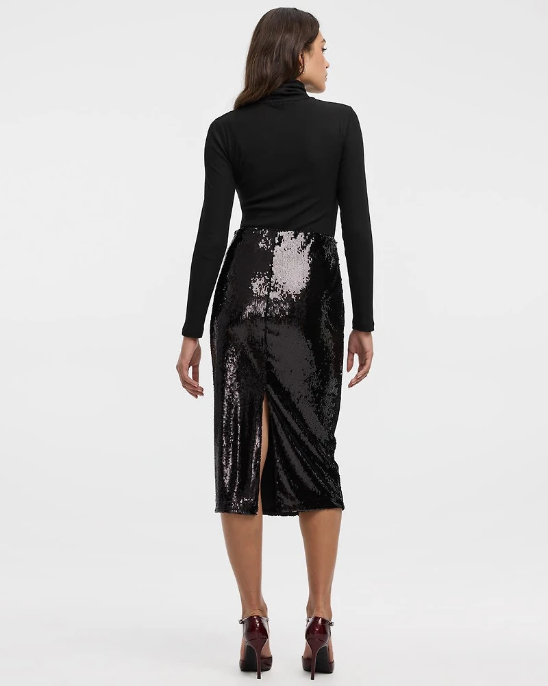 Midi Column Sequins Skirt