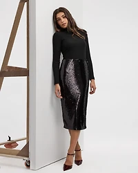 Midi Column Sequins Skirt
