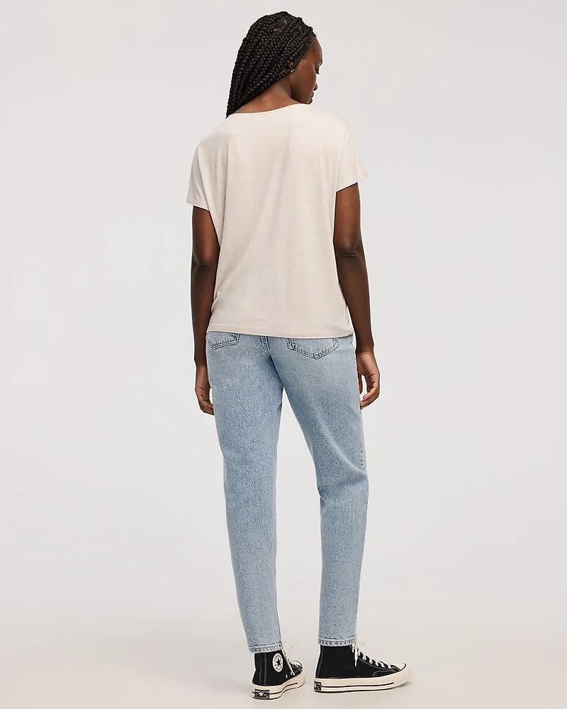 Short-Dolman-Sleeve Boat-Neck T-Shirt