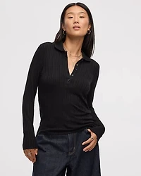 Long-Sleeve Polo Top