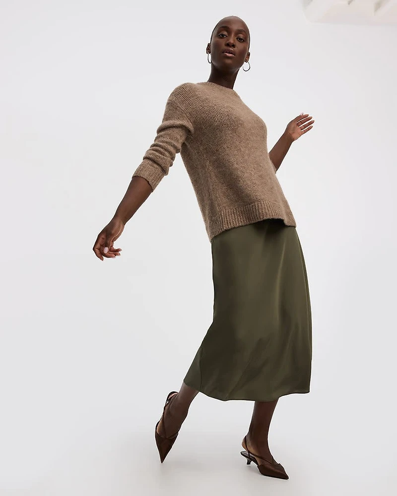 Satin A-Line Midi Skirt