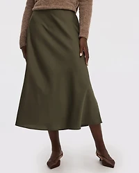 Satin A-Line Midi Skirt